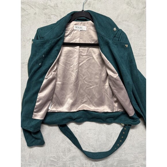 House of CB London Crop Jacket Belted Buckle Hem Wide Lapel Epaule Blazer XS - Picture 14 of 16